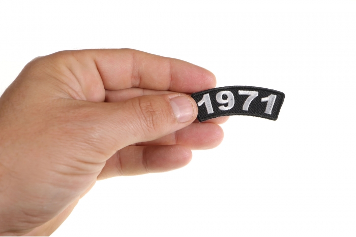1971 Year Patch shown on hand for size comparison