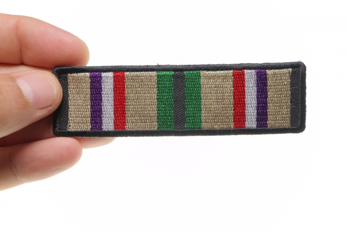 Desert Storm Campaign Ribbon Patch shown on hand for size comparison