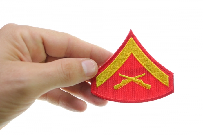 Lance Corporal Patch, Military Patches shown on hand for size comparison