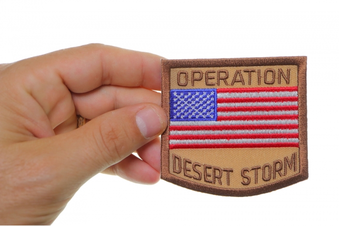 Operation Desert Storm Patch shown on hand for size comparison