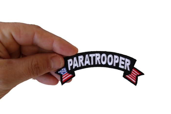 Paratrooper Patch, Military Patches shown on hand for size comparison