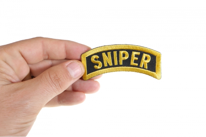 Sniper Rocker Patch shown on hand for size comparison