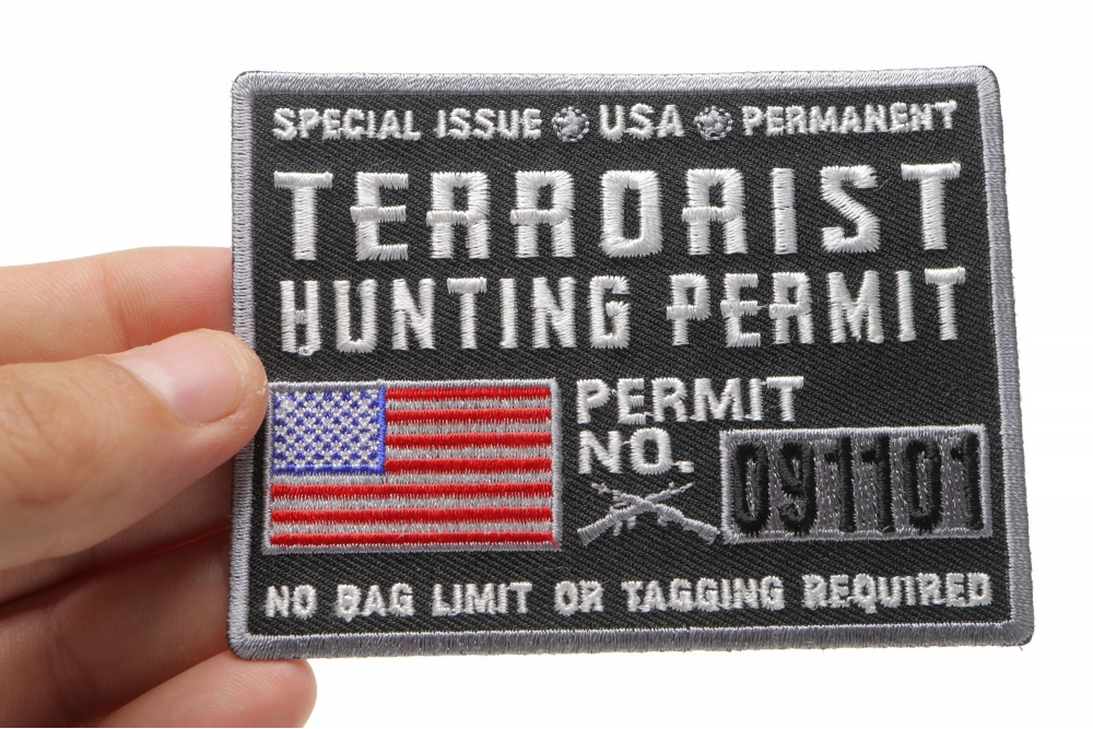 Terrorist Hunting Permit Funny Military Morale Patch