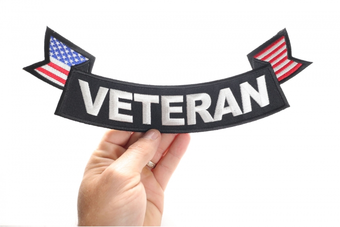Veteran Patch, US Flag Large Rocker Patch by Ivamis Patches