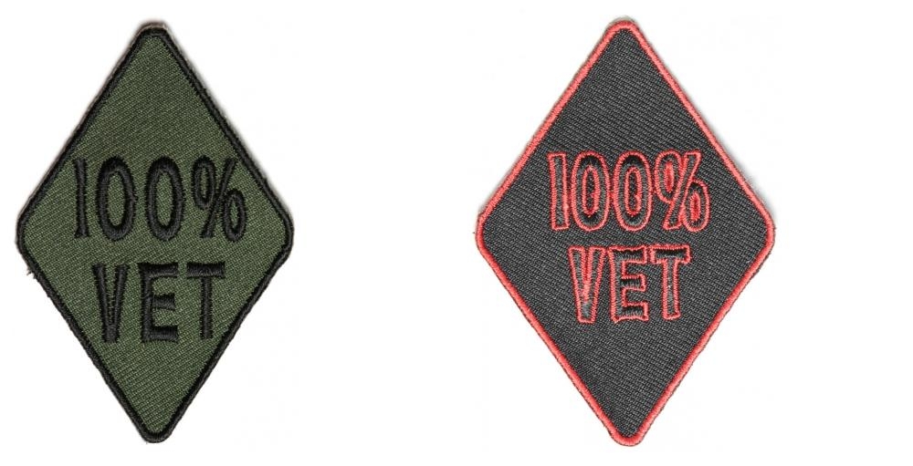 100 Percent Vet Patches Green Black Red Colors 2 Patches