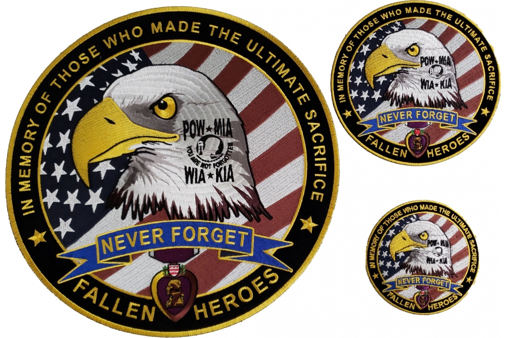 Fallen Heroes Patches Small Medium and Large Set of 3 Patches