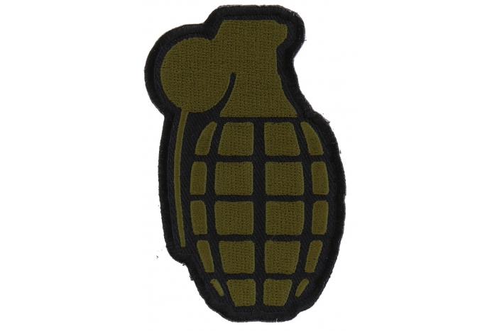 Grenade Iron on Patch In OD Green