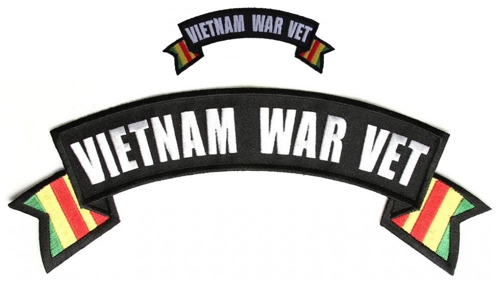 Vietnam War Vet 2 Piece Small Large Rocker Patch Set