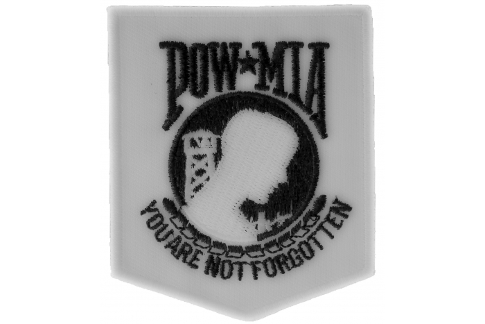 White POW MIA Iron on Patch