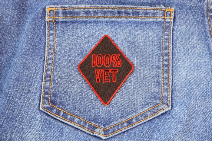 100 Percent Vet Patch shown on jeans