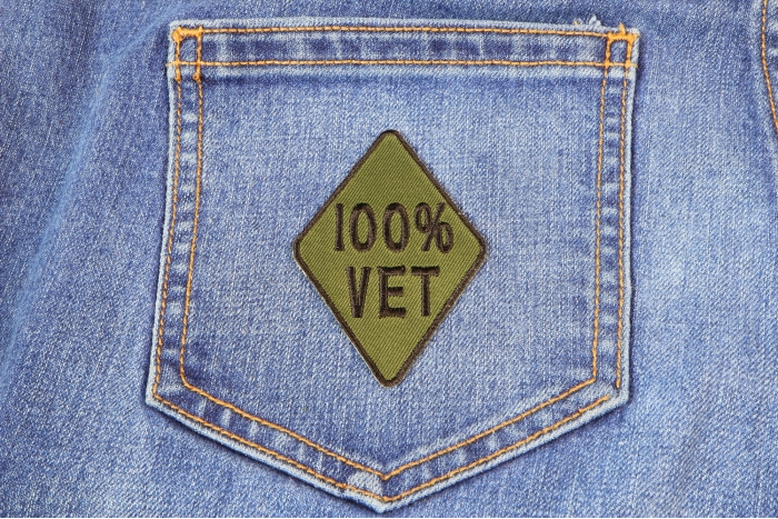 100 Percent Vet Patch shown on jeans