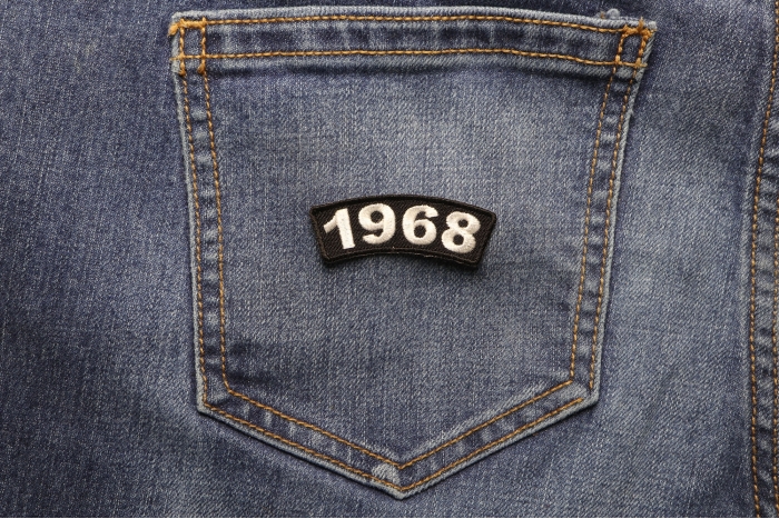 1968 Year Patch shown on jeans