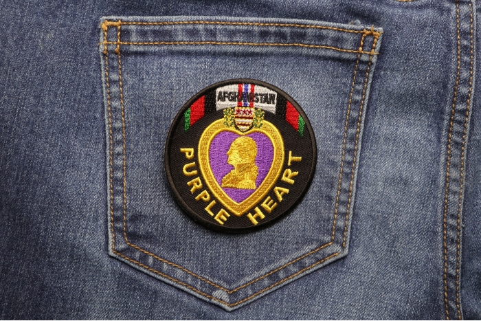 Afghanistan Purple Heart Patch shown on jeans