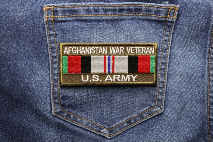 Afghanistan War Veteran US Army Patch shown on jeans