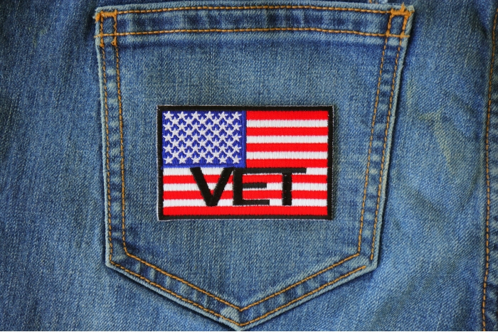American Flag Vet Patch shown on jeans