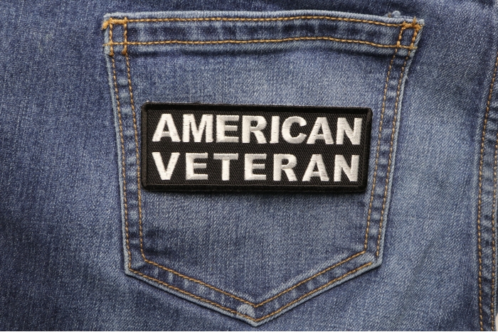 American Veteran Patch shown on jeans