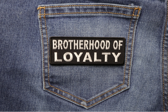 Brotherhood Of Loyalty Military Morale Patch shown on jeans