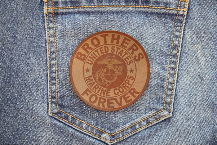 Brothers Forever Marines Patch shown on jeans
