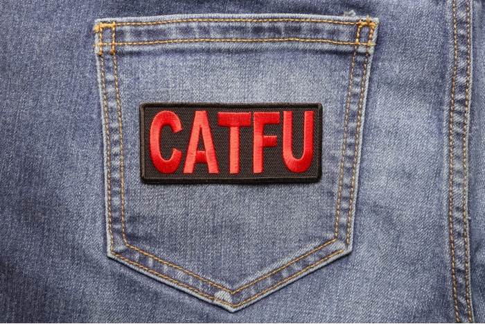 CATFU Patch - Completely and Totally Fouled Up shown on jeans