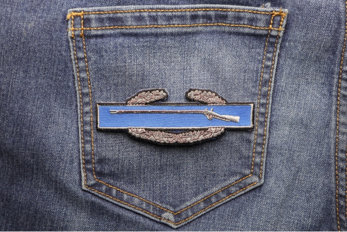 Combat Infantryman Badge, CIB Patch shown on jeans