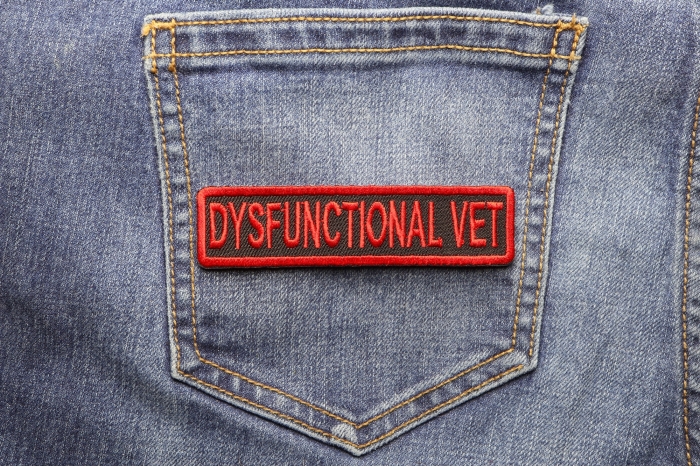 Dysfunctional Vet Patch shown on jeans