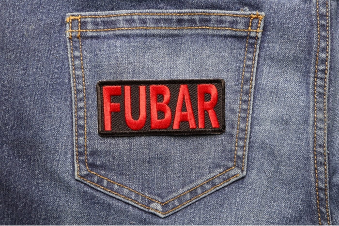 Fubar Patch shown on jeans