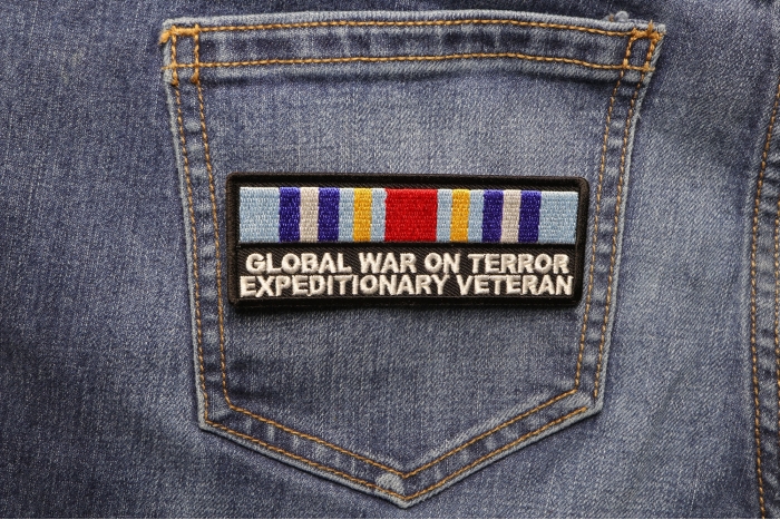 Global War On Terror Expeditionary Patch shown on jeans