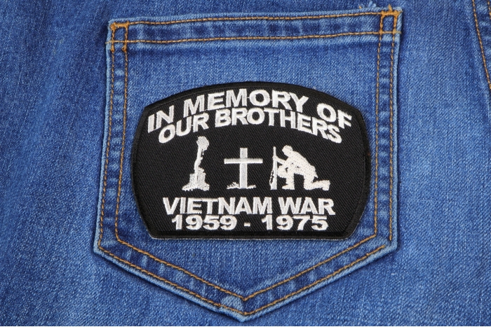 In Memory Of Our Brothers Vietnam War Patch shown on jeans
