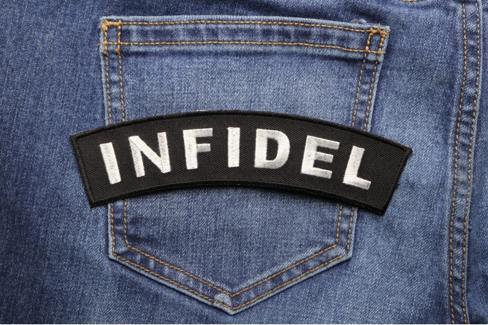 Infidel Patch shown on jeans