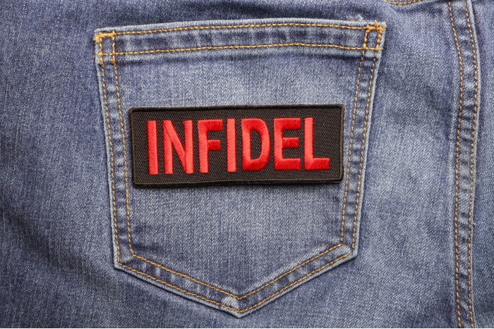 Infidel Patch shown on jeans