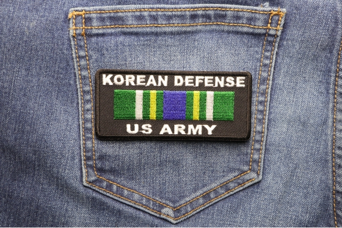Korean Defense Patch US Army shown on jeans