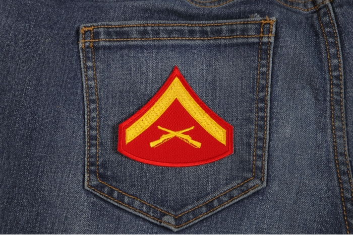 Lance Corporal Patch shown on jeans