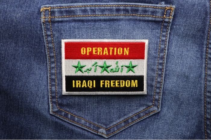 Operation Iraq Freedom Patch shown on jeans