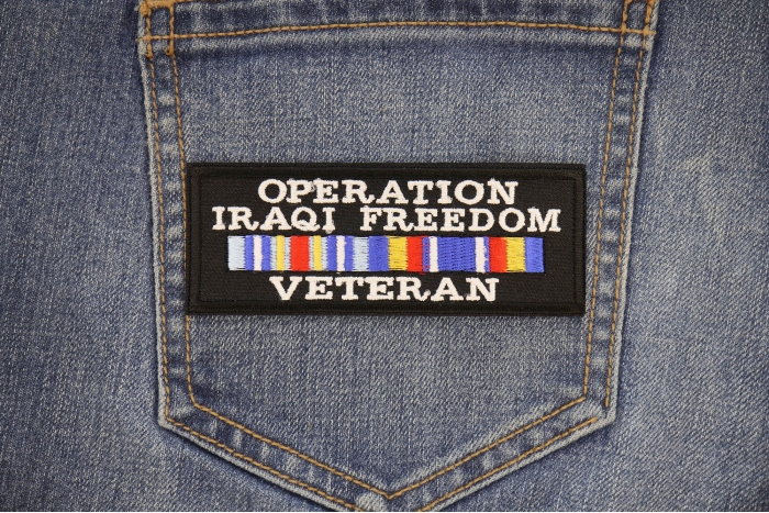 Operation Iraqi Freedom Veteran Patch shown on jeans