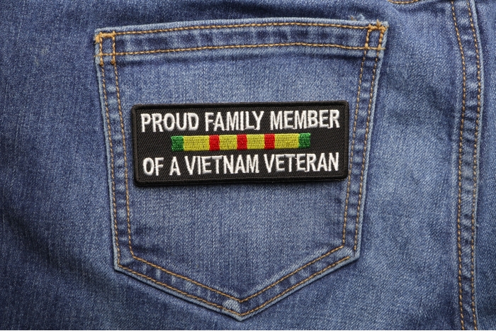 Proud Family Vietnam Vet Patch shown on jeans