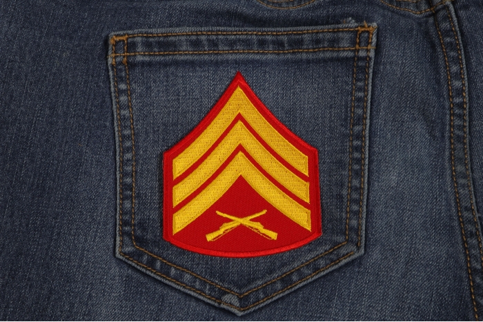 Sergeant Patch Red and Yellow shown on jeans
