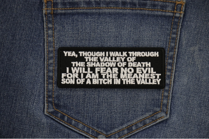 Valley Of The Shadow Of Death Patch shown on jeans