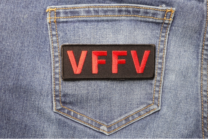 VFFV Patch Vet Forever Forever Vet shown on jeans