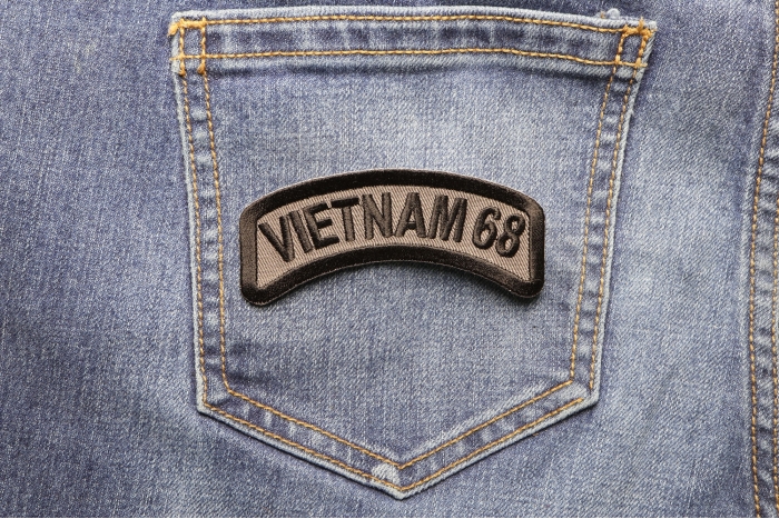 Vietnam 1968 Patch shown on jeans