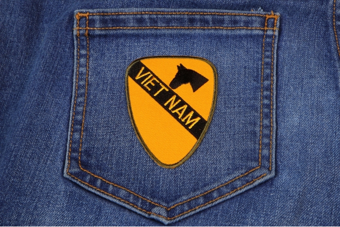 Vietnam 1st Cavalry Patch shown on jeans