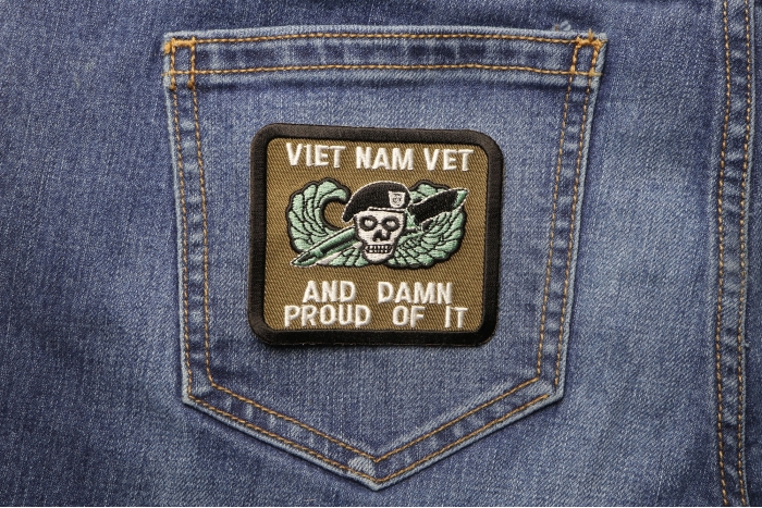 Vietnam Vet and Damn Proud Of It Patch shown on jeans