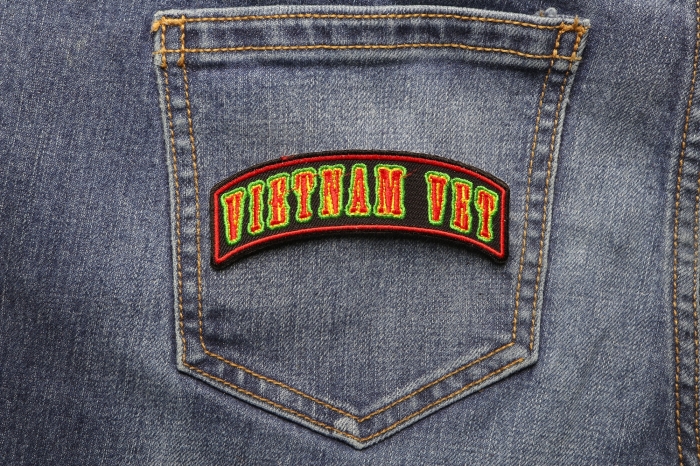 Vietnam Vet Rocker Small Patch shown on jeans