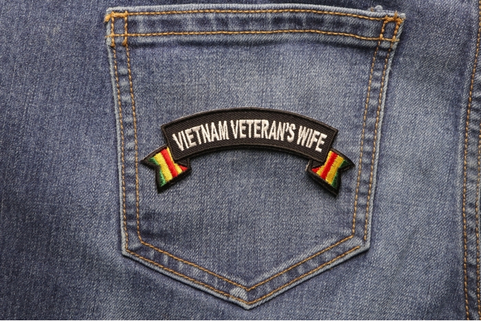 Vietnam Veteran's Wife Patch shown on jeans