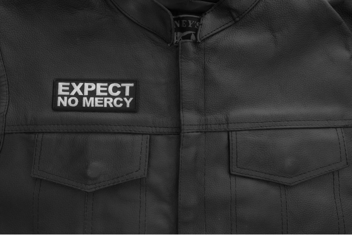 Expect no Mercy Patch shown on leather vest