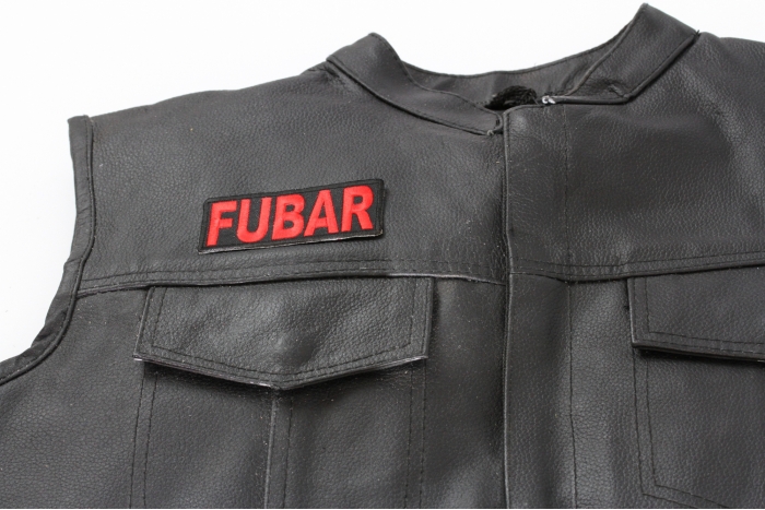 Fubar Patch, Funny Patches for Adults shown on leather vest