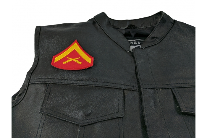 Lance Corporal Patch, Military Patches shown on leather vest