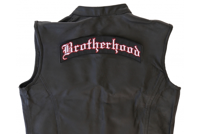 Brotherhood Patch, Military Saying Patches shown on leather vest