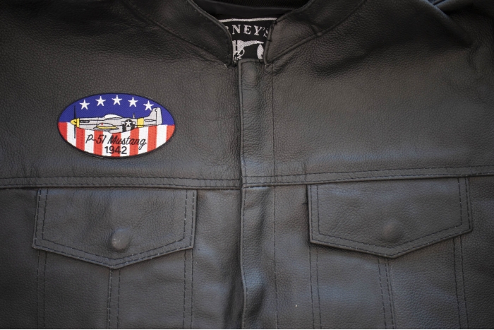 P-51 Mustang 1942 Patch shown on leather vest