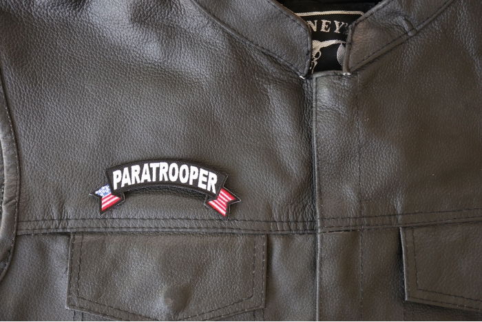 Paratrooper Patch, Military Patches shown on leather vest