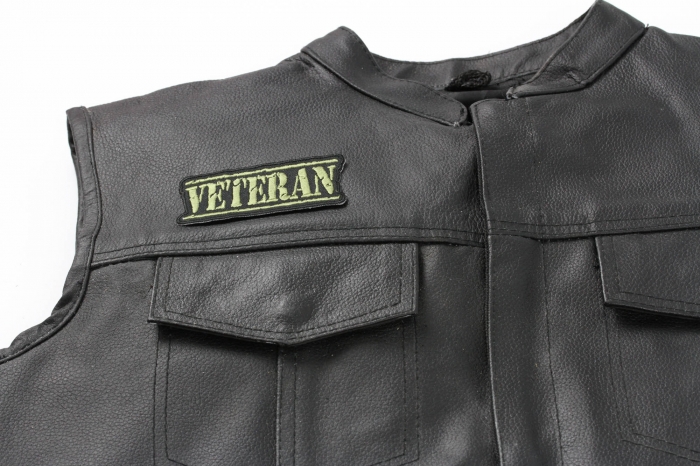 Veteran Patch, Military Vet Patches shown on leather vest